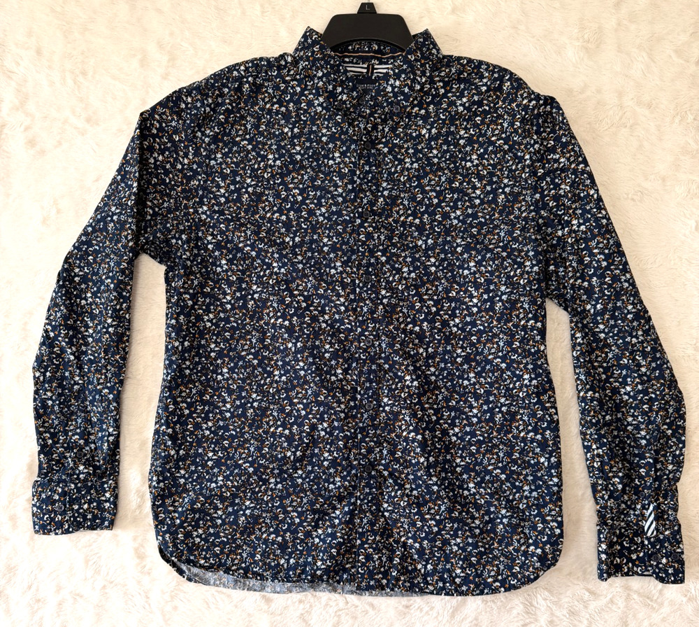 Denim & Flower Ricky Singh Men's XL Navy Blue Floral Long Sleeve Button-Down